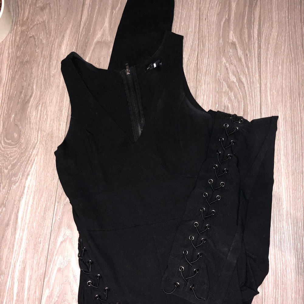 Black lace up body suit